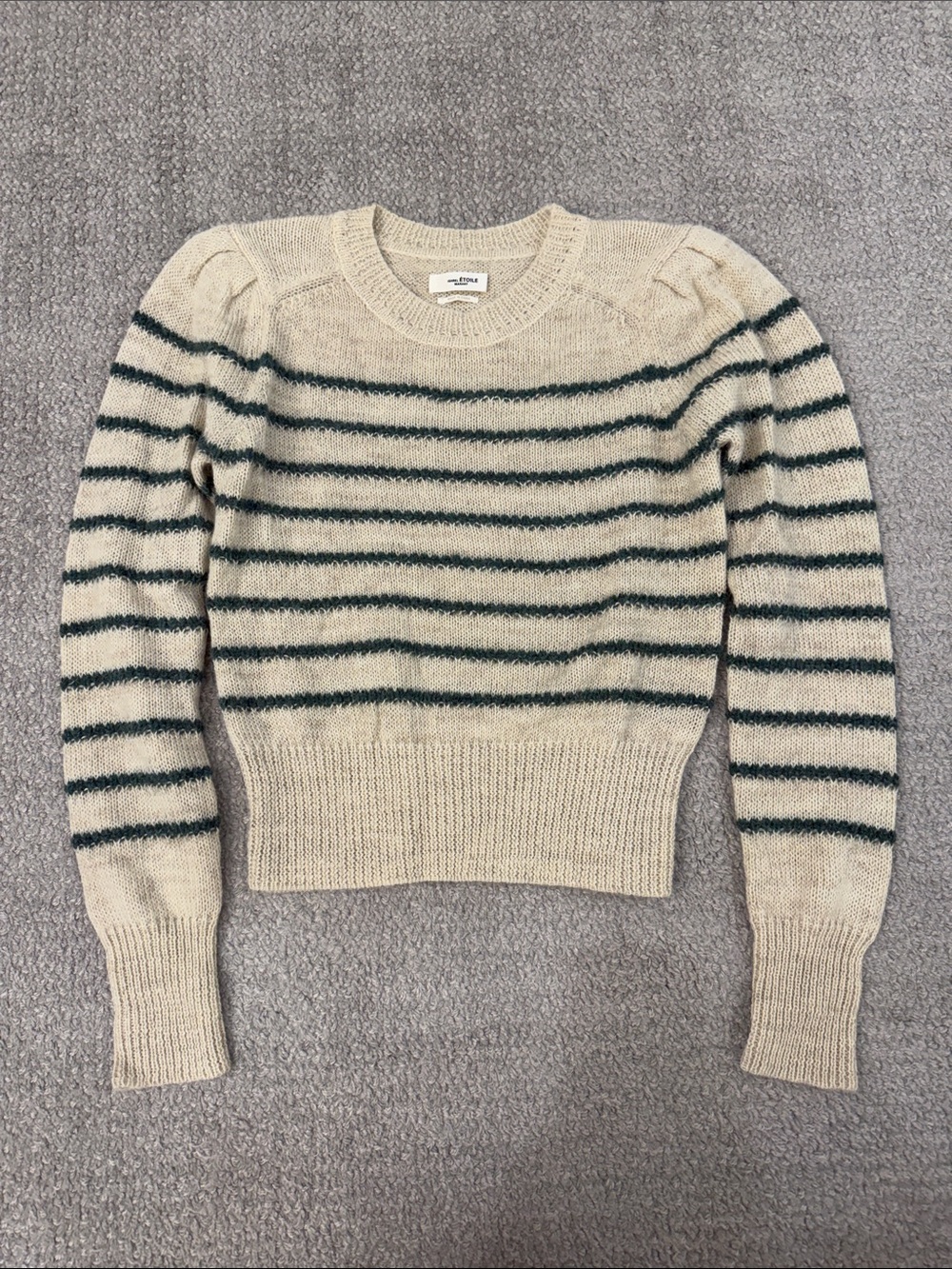 Isabel ETOILE Marant Cream Sweater with Dark Green Stripes